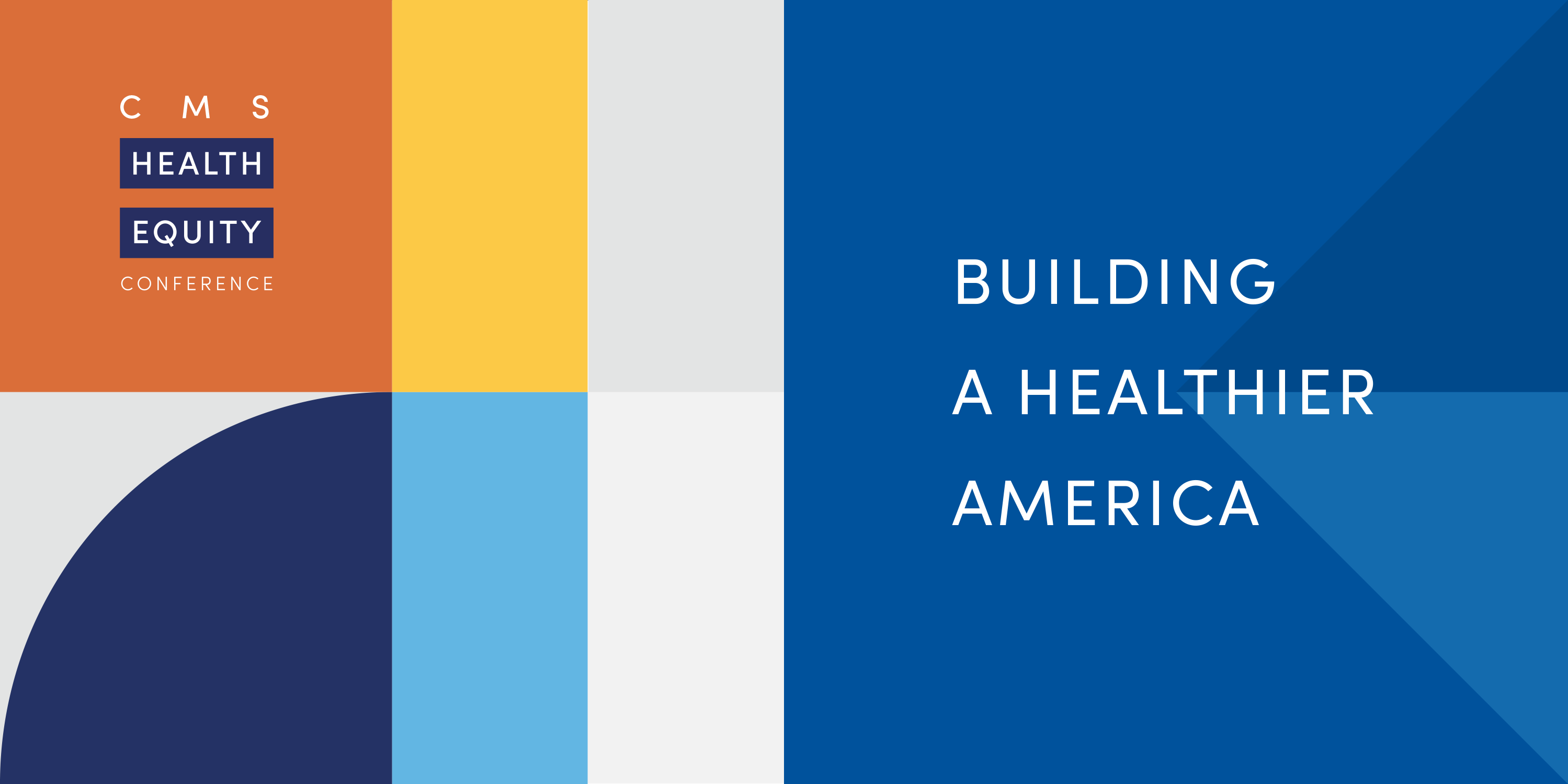 Five people smiling surrounded by multicolored shapes next to the 2024 CMS Health Equity Conference logo and theme with large text Welcome to the 2024 CMS Health Equity Conference and small text sustaining health equity through action